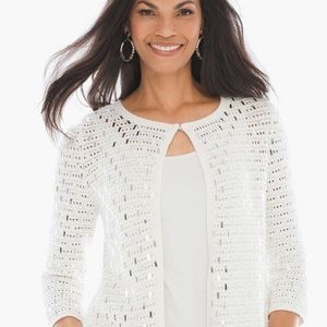 NWT! Chico's Sequin Shine Sammie Cardigan Sweater 3/4 Sleeve Size 3 (XL)